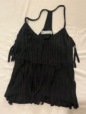 Bluebell Collection Black Fringe Tank Top